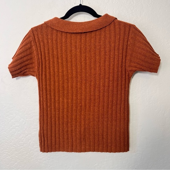 Lulus Pleasant Charm Brown Button-Up Short Sleeve Cardigan Sweater XS - Picture 9 of 12